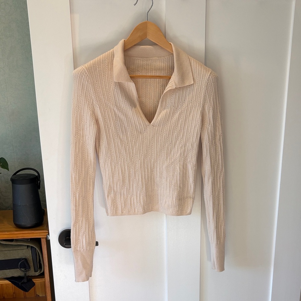 lululemon athletica Cream Ribbed Blouse